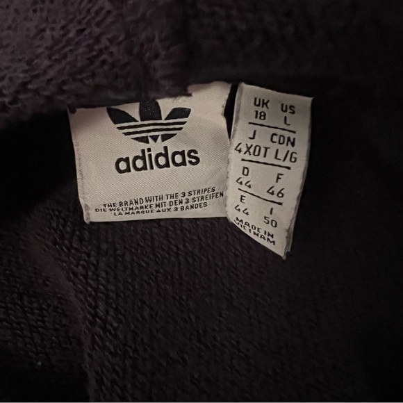 Adidas Cropped‎ Hoodie Women’s L Black 3 Stripe Sweatshirt Pullover Workout Gym - Picture 4 of 7